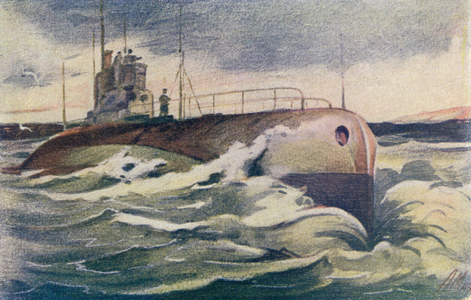 Submarine on Attack Course, 1943 (colour litho)