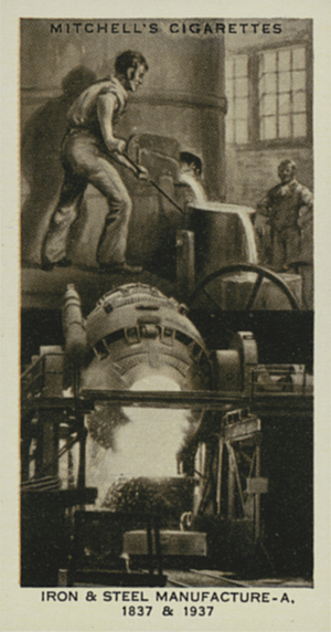 Wonderful Century, 1837-1937: Iron and Steel Manufacture, Iron Foundry, Bessemer Converter (litho)