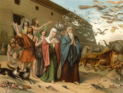 Coming out of the Ark (colour litho)