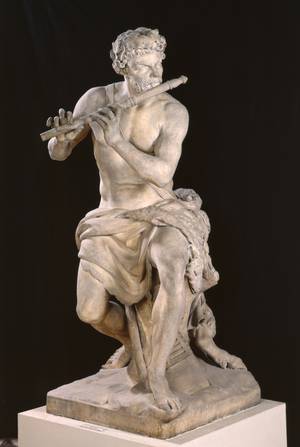 Shepherd playing the flute, 1709 (marble) 