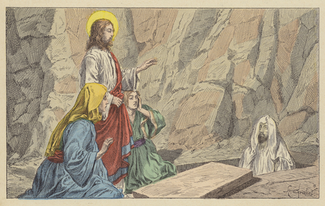 Resurrection of Lazarus (colour litho)