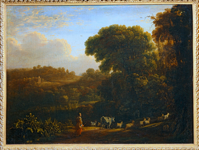 Paysage au soleil couchant - Landscape with a setting sun ...
