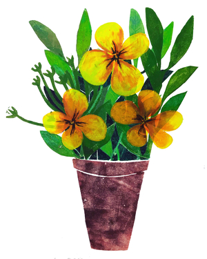 Yellow plant pot, 2019 (monoprint)