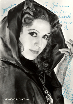 Margherita Carosio, signed portrait as Manon in Massenet's opera