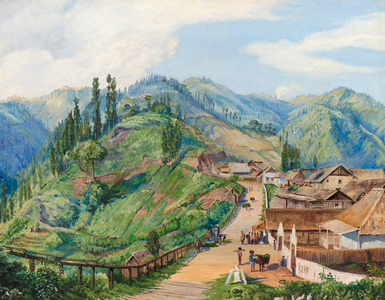 Village of Tosari, Java, 6000 feet above the level of the sea, 1880 (oil on board)
