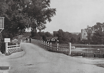 Streatley Bridge and Goring Church (b/w photo)