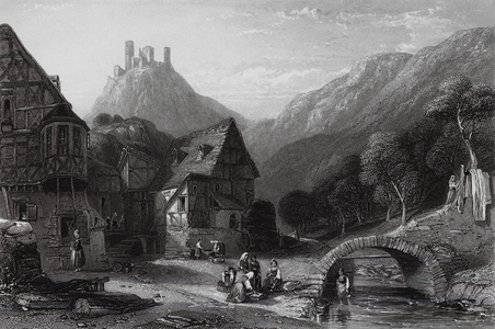 Valley near Oberwesel, Rhine (engraving)