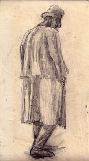 Illustration to Fyodor Dostoyevsky's short story "A Gentle Creature" (1871), 1971 (pencil on paper)