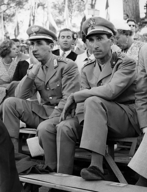Rome, Piazza Di Siena, the Knight Piero D'Inzeo, Italy, 1960 (b/w photo)