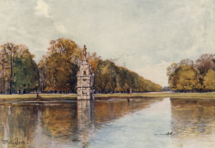 The Diana Fountain, Bushey Park (colour litho)