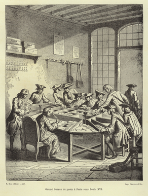 Paris post office under Louis XVI (engraving)