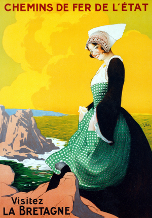 Poster by Stall for French railroads which are going in Brittany 20's