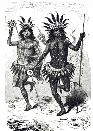 An engraving depicting Mandan American Indians, 19th century