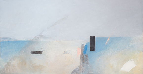 Crosswind, 2002 (oil, sand & collage on panel)