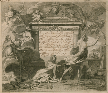 Invitation to the funeral of Mr Nicholson at St Alphage, London Wall, in 1753 (engraving)
