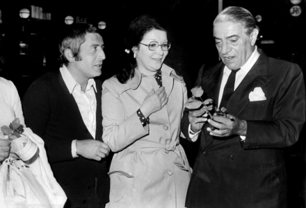1968 About, Rome, the Greek Shipowner Aristotle Onassis Walks in Via Veneto (b/w photo)