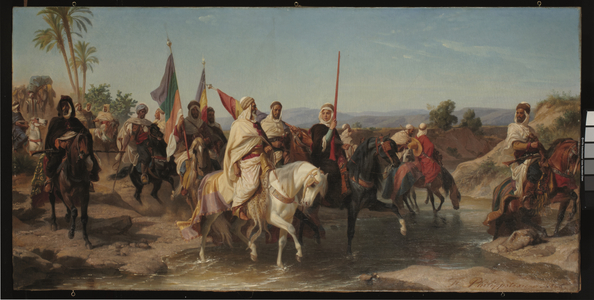 Portraits presumed to be Cherif Boubaghla and the Lalla Fatma n'Soumer leading the revolutionary army, 1866 (oil on canvas)