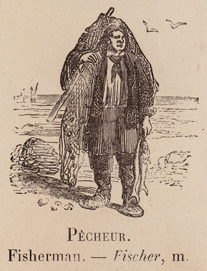 Le Vocabulaire Illustre: Pecheur; Fisherman; Fischer (engraving)