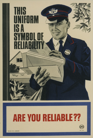 This uniform is a symbol of reliability - are you reliable?, 1968 (colour litho)