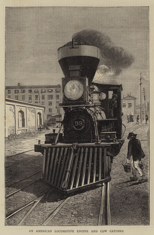 An American Locomotive Engine and Cow Catcher (engraving)