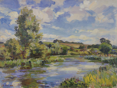 A Sunlit River Landscape, 1928 (oil on canvas)