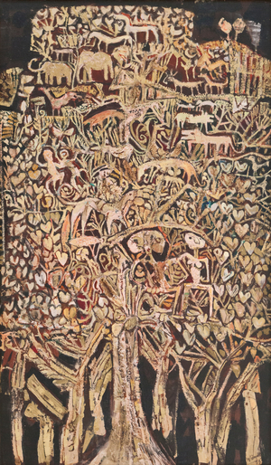 Animals in the forest, 1979 (oil on canvas)