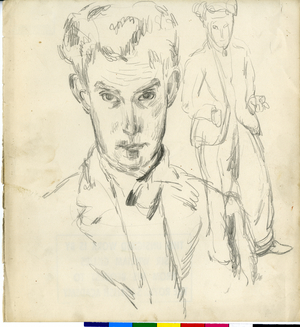 Self Portrait Studies (2), c.1920-73 (pencil on paper)