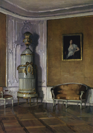 Corner in the Guest Chamber in the Residence, Bamberg, Louis XVI furniture (colour litho)