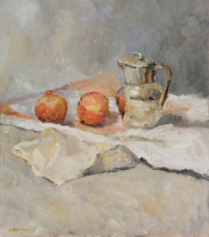 Silver Coffee Pot and Pomegranates, 2005 (oil on canvas)