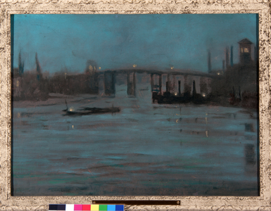Nocturne, Battersea Old Bridge, London (oil on canvas)