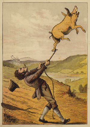 Unidentified nursery rhyme (coloured engraving)