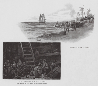 In the Hold of a Slave Trader; Shipping Black Labour (engraving)