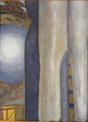 Silver Tanks, 1929 (oil & metallic paint on canvas, mounted on panel)