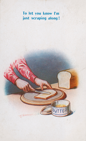 Butter, scraping along (colour litho)