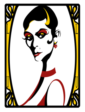 Christine Schäfer, German soprano as 'Lulu', colour 'graphic' caricature , 2010 by Neale Osborne