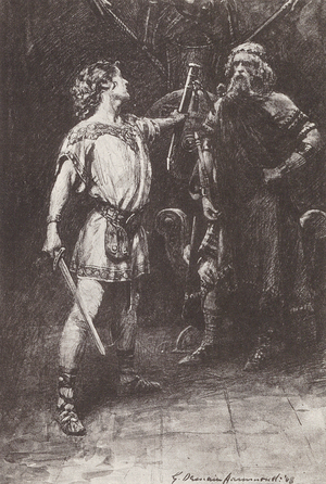 Illustration for The Story of Hereward, The Champion of England (litho)
