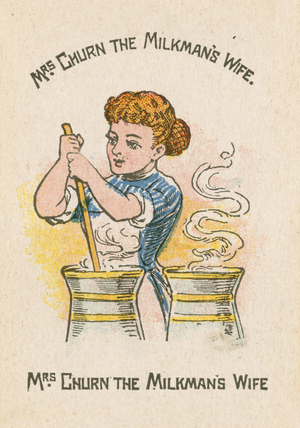 Mrs Churn the Milkman's Wife (colour litho)