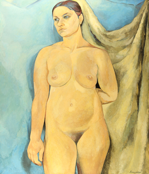 Nude in Blue, 1970s (tempera on paper)