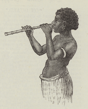 Woman with nose flute (engraving)