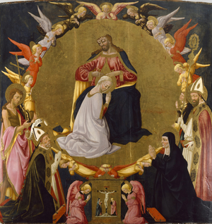 The Coronation of the Virgin with Angels and Four Saints, c.1470-75 (tempera and gold leaf on panel)