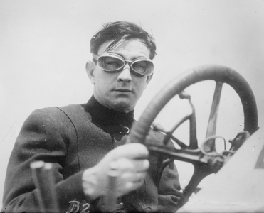 Bob Burman, race car driver, 1910-15 (b/w photo)