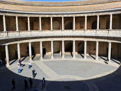 The circular patio of the Palace of Charles V beside the Alhambra Palace, Granada, Spain (photo)