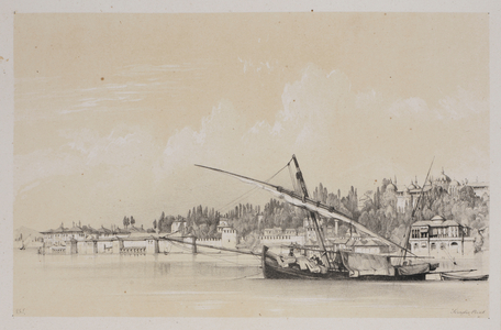 View of Constantinople. Boat on the river.