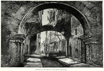 Entrance to the Ghetto by the Pesche Riavecchia (engraving)