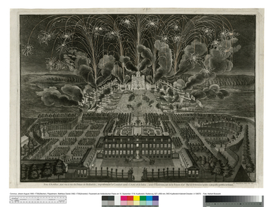 Fireworks on the Elbe behind the Dutch Palace, Dresden in 1719, 1719/28 (etching & engraving)