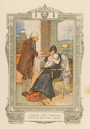 'Someone came and placed her in the arm chair' (colour litho)