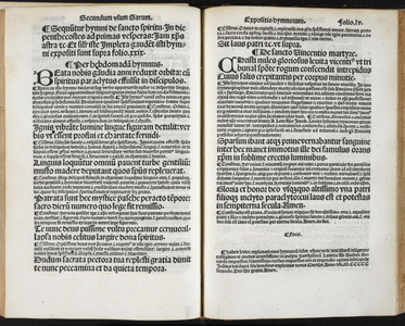 A double page of text from a liturgical book printed in Paris for the English market