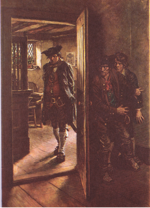 We were both hidden by the open door, from Treasure Island published by MacDonald 1947 (colour litho)