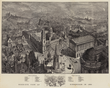 Birds-Eye View of Birmingham in 1886 (engraving)