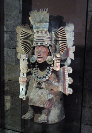 Incense burner in the form of the goddess of maize Xilonen, Tlahuac, Late Postclassic period, c.1500 (terracotta)